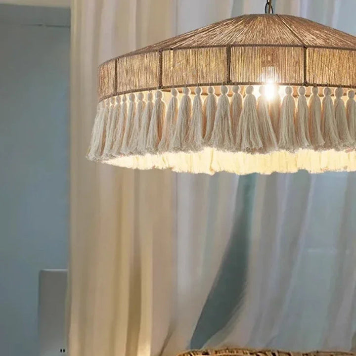 Lámpara colgante retro bohemia de cuerda de cáñamo nórdica, hecha a mano, para sala de estar, dormitorio, restaurante, decoración del hogar
