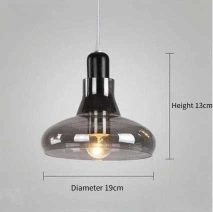 Lámpara de araña LED moderna minimalista de cristal gris ahumado para restaurante, bar, dormitorio, mesita de noche, lámpara colgante de un solo cabezal, iluminación interior, decoración