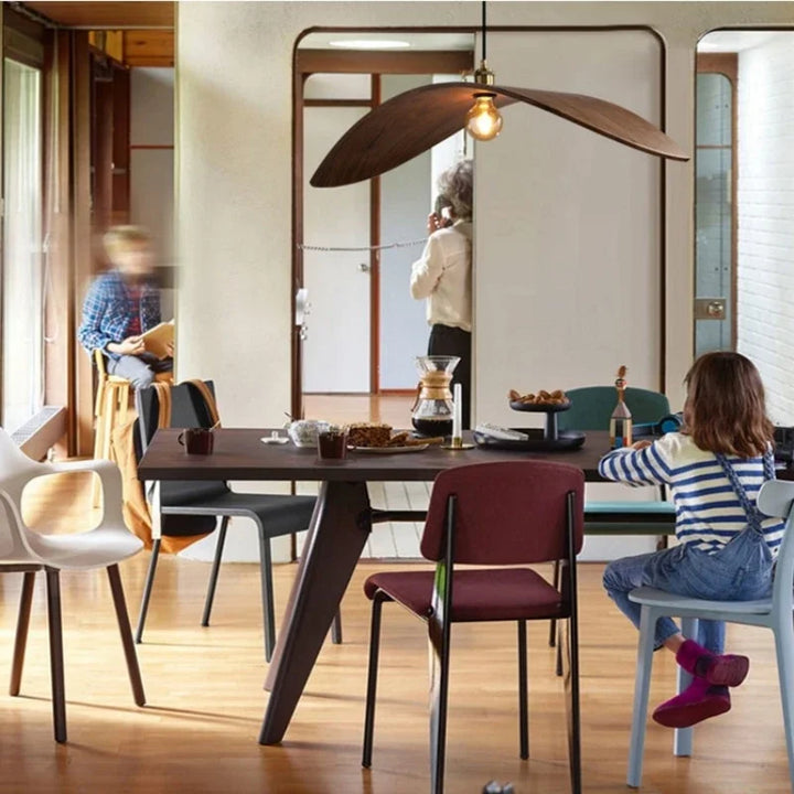 Lámpara colgante LED minimalista moderna de color nogal, estilo retro, para estudio, alojamiento familiar, restaurante, decoración del hogar