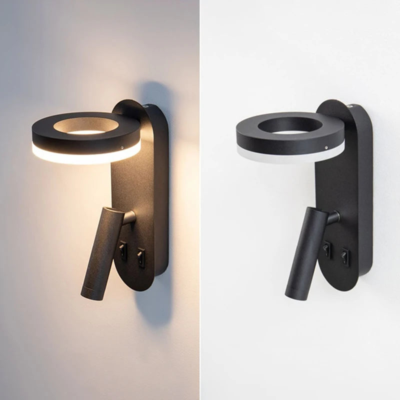 Lámpara de pared LED giratoria de acrílico, foco para dormitorio, hotel, decoración creativa personalizada, iluminación moderna, luces de pared para cabecera