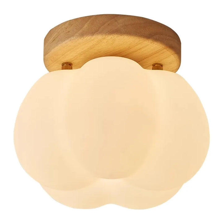 Lámpara de techo empotrada de madera de nogal con forma de calabaza, estilo Wabi Sabi moderno, para recibidor, pasillo, balcón y entrada.