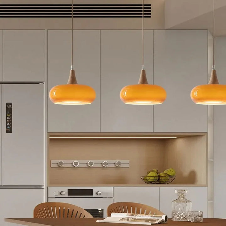 Lámparas colgantes retro japonesas, candelabro de cristal de madera de Corea, luces LED para sala de estar, cafetería, bar, decoración del hogar, luces de ambiente