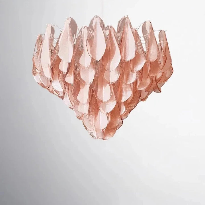 Lámpara de araña francesa retro hecha a mano de cristal con pétalos de rosa, estilo medieval americano, de lujo, para sala de estar, comedor y bar.