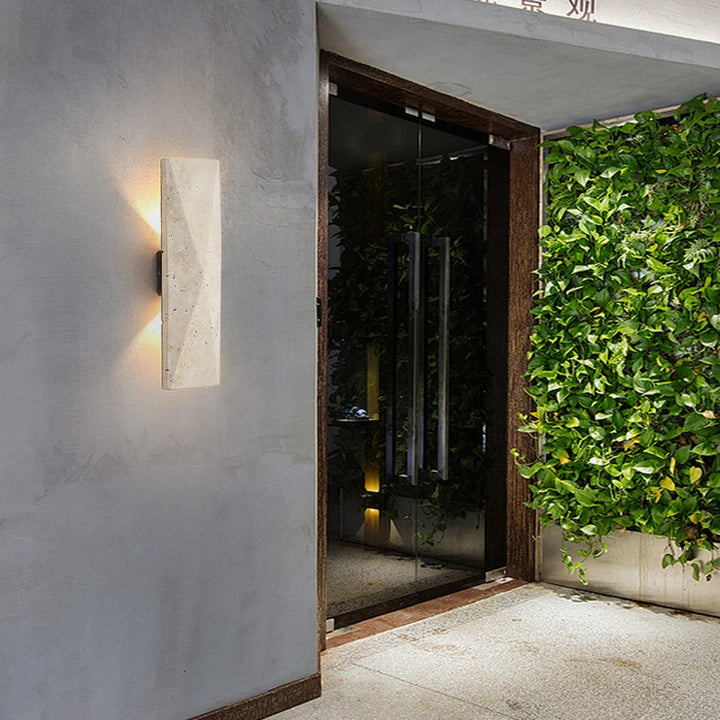 Lámpara de pared para exterior, piedra travertino amarilla, estilo japonés, luces de pared, sala de estar, mesita de noche, dormitorio, decoración, accesorios de iluminación LED