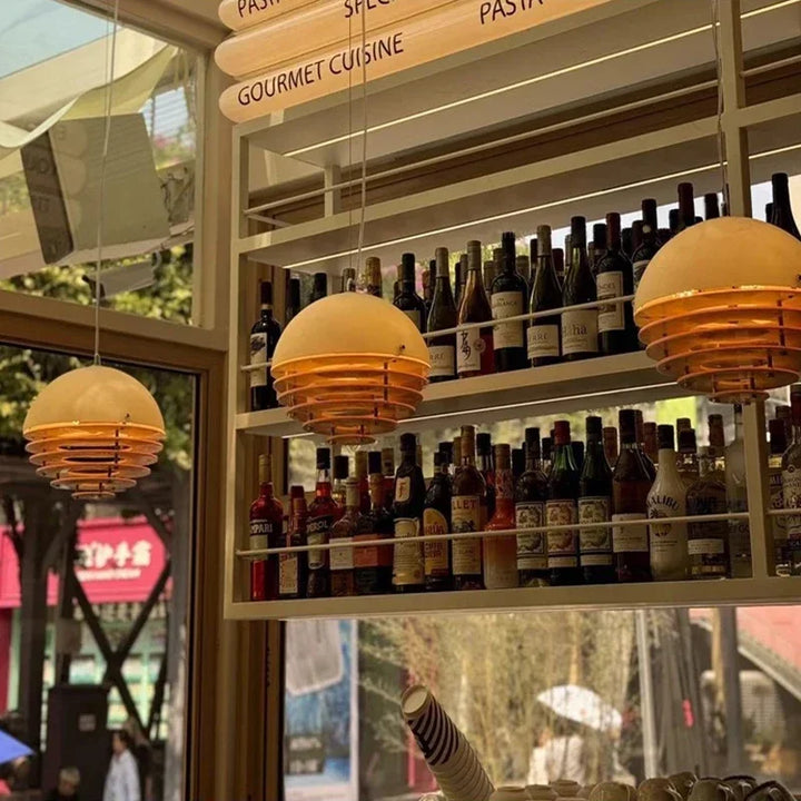 Lámpara de techo nórdica creativa naranja con diseño de atardecer para restaurante, 30 cm, para sala de estar, isla, terraza, E27