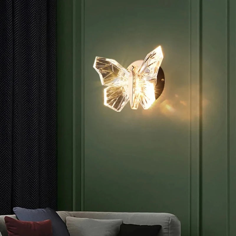 Lámpara de pared LED nórdica con forma de mariposa, iluminación interior, lámpara de pared para mesita de noche, lámpara colgante para sala de estar, pasillo, escaleras, decoración.