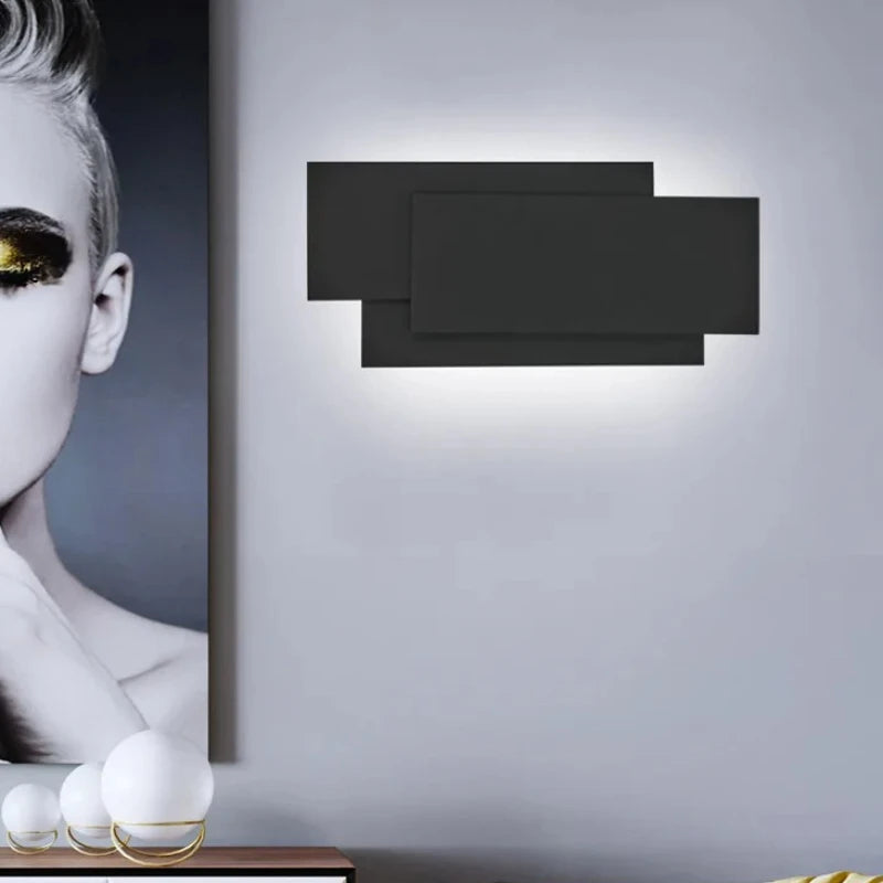 Lámpara de pared LED apilada de tres capas, moderna iluminación de noche, creativas luces de pared LED rectangulares para sala de estar, pasillo, aplique