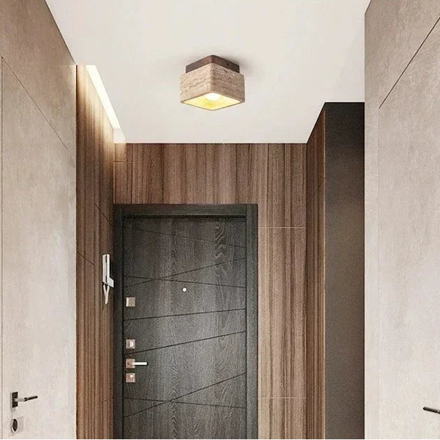 Lámpara de techo Luma estilo Wabi-sabi de travertino amarillo para dormitorio, sala de estar, lámpara de techo, lámpara de pasillo con viento silencioso y sorpresa