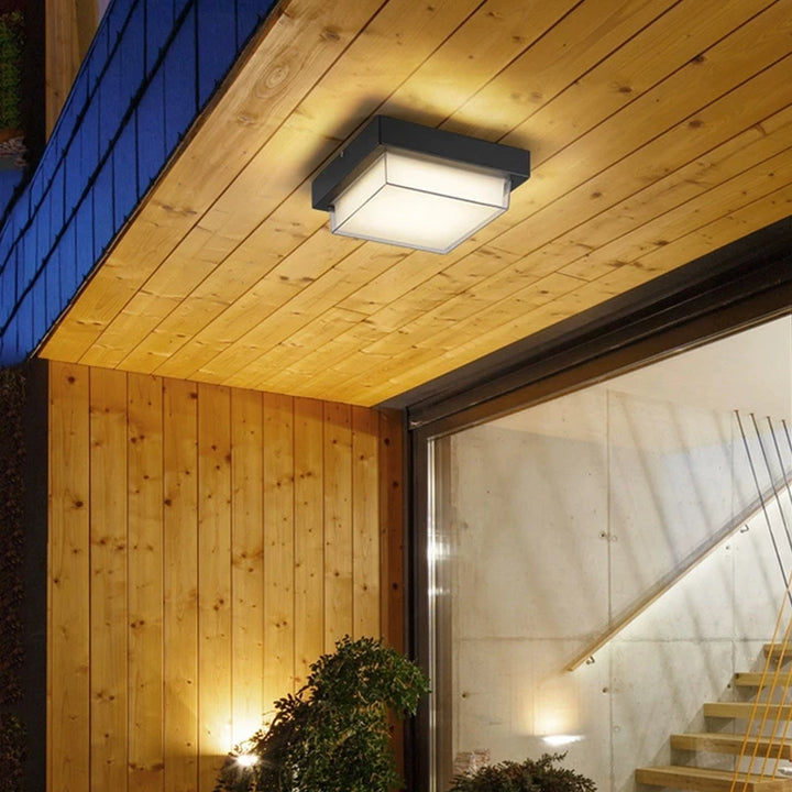 Lámpara de techo LED cuadrada para exteriores, apliques impermeables de superficie para baño, porche, jardín, iluminación de pared exterior, 110/220 V
