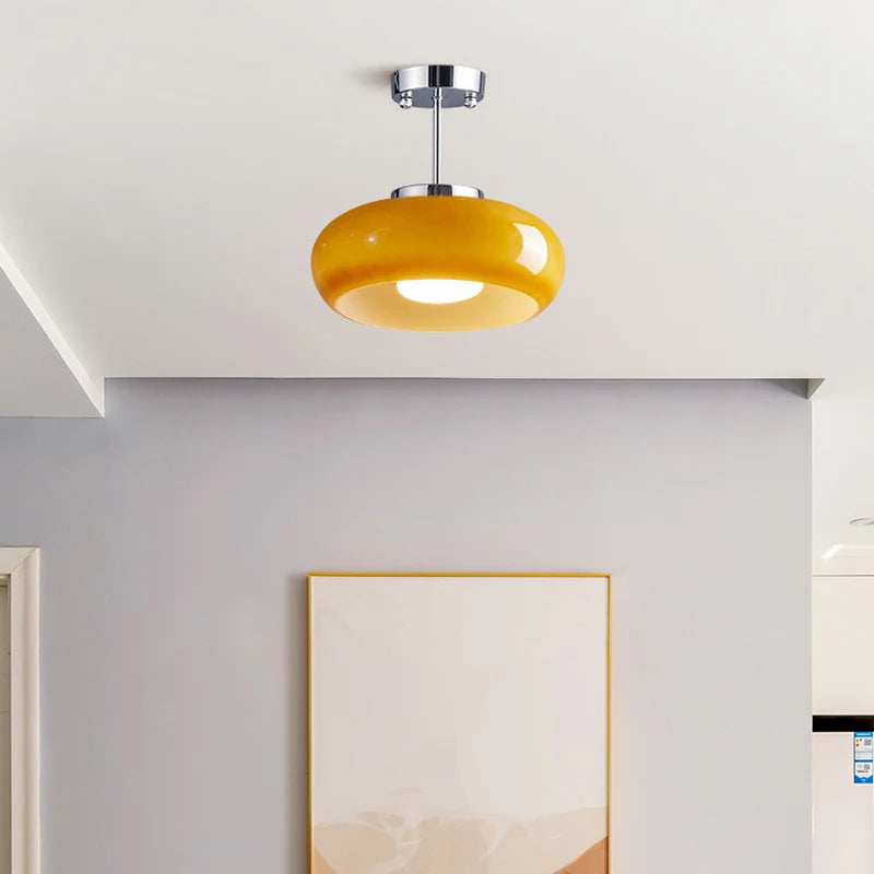 Retro ceiling light Bedroom Dining Room Antique Orange glass light France Style Medieval dining room Bauhaus yellow