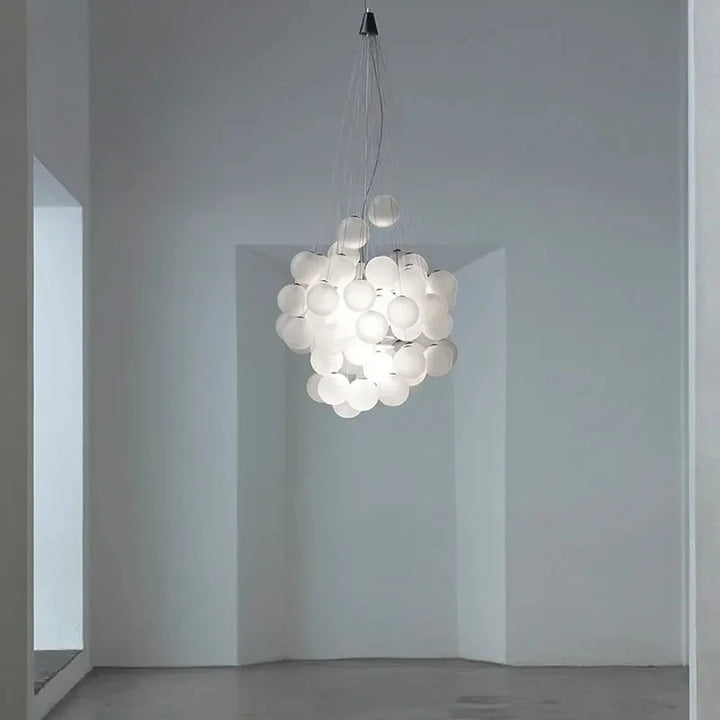 Lámpara nórdica de cristal con forma de globo, moderna, minimalista, para escalera, para sala de estar, comedor, decoración del hogar, luz colgante LED