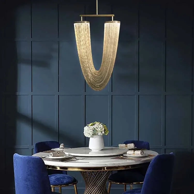 Lámparas de araña Larose con borlas de metal estilo bohemio, diseño lujoso de oro rosa, iluminación única para escalera de cocina y sala de estar.