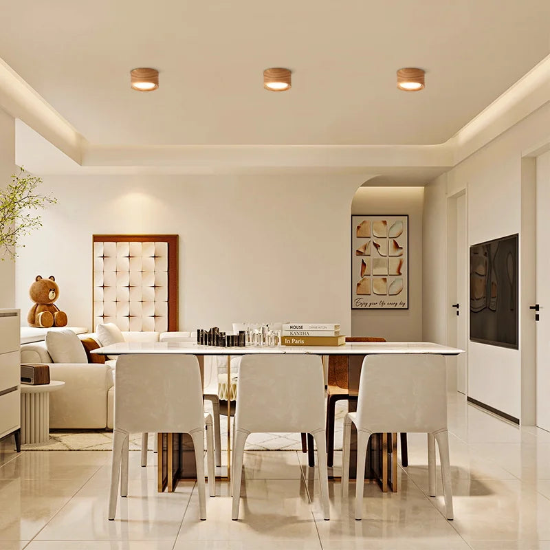 Lámpara de techo de madera GX53 de 220 V para decoración de interiores, iluminación de sala de estar, pasillo, luces LED empotradas para dormitorio de calle.