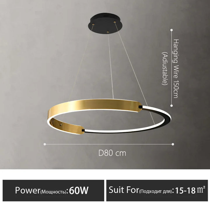 Lámpara de techo con forma de anillo para sala de estar, comedor, dormitorio, decoración nórdica para el hogar, loft, lámpara colgante LED