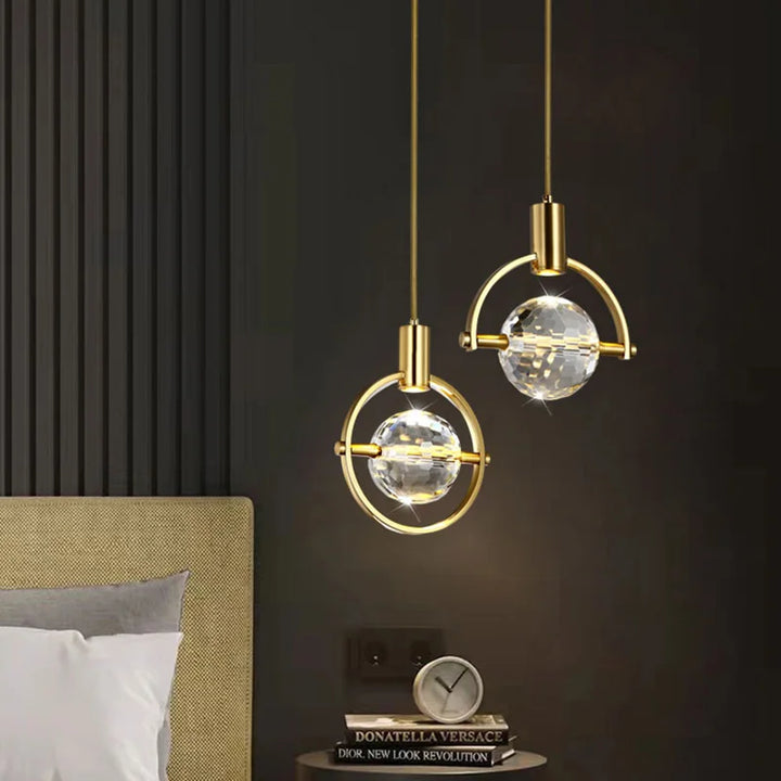 Lámpara colgante nórdica de lujo para dormitorio, mesita de noche, restaurante, bar, iluminación colgante, lámpara de araña pequeña con LED de cristal de diamante