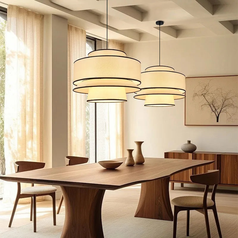 Lámpara colgante Wabi Sabi, lámpara colgante de tela japonesa para dormitorio, comedor y cocina.