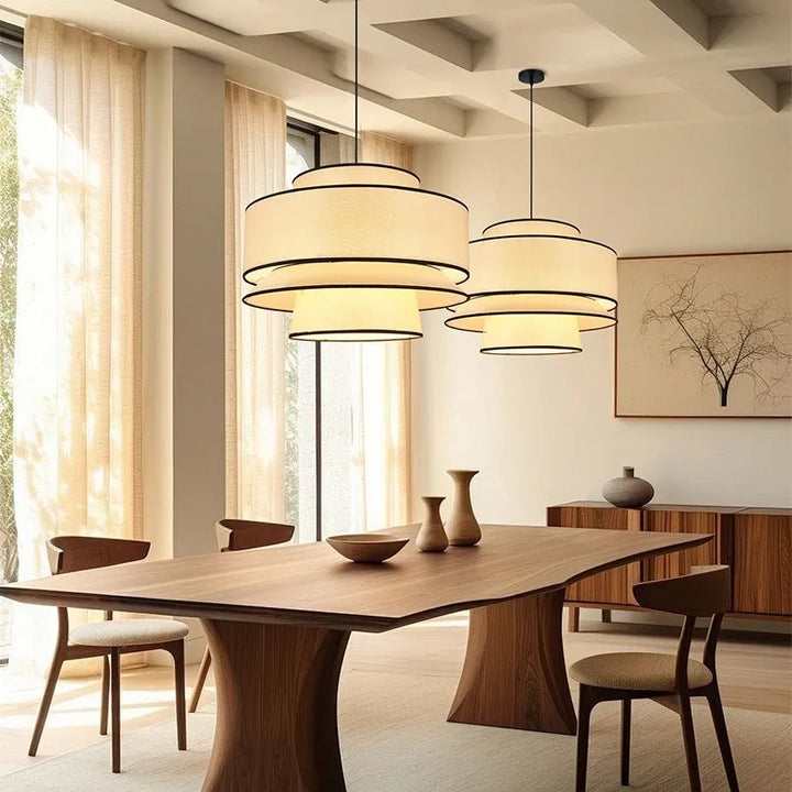Lámpara colgante Wabi Sabi, lámpara colgante de tela japonesa para dormitorio, comedor y cocina.