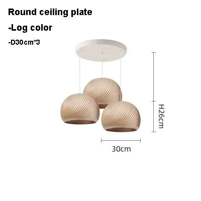 Lámpara colgante Vayehi de madera con forma de bola redonda nórdica, ideal para sala de estar, dormitorio y mesita de noche. Lámpara colgante de madera LED.