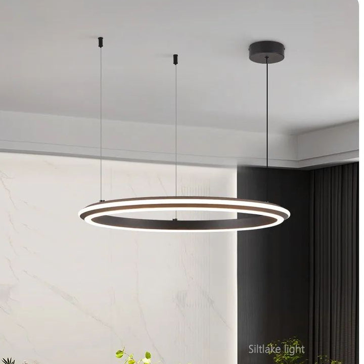 Lámpara de araña moderna y sencilla para sala de estar, con anillo LED, para dormitorio principal, bar, isla, mesa, restaurante, luces colgantes para cocina