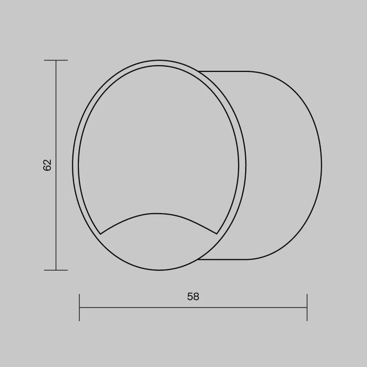 Applique encastrée biscotti minimaliste avec design circulaire courbé et contour noir pour installation d’un seul côté
