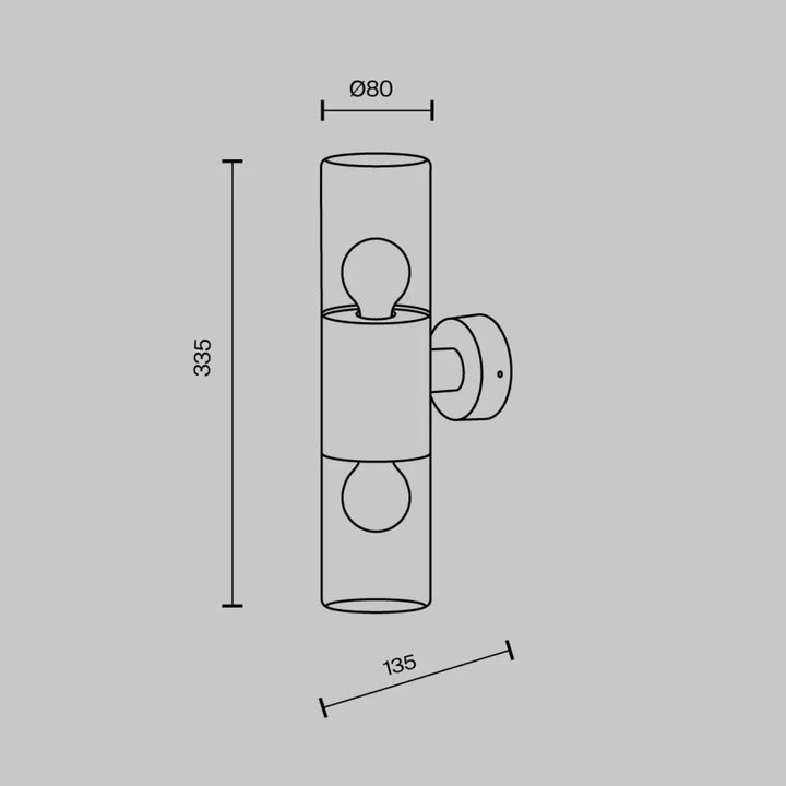 Applique extérieure luminaire amas en aluminium graphite avec verre teinté et deux ampoules apparentes cylindriques moderne