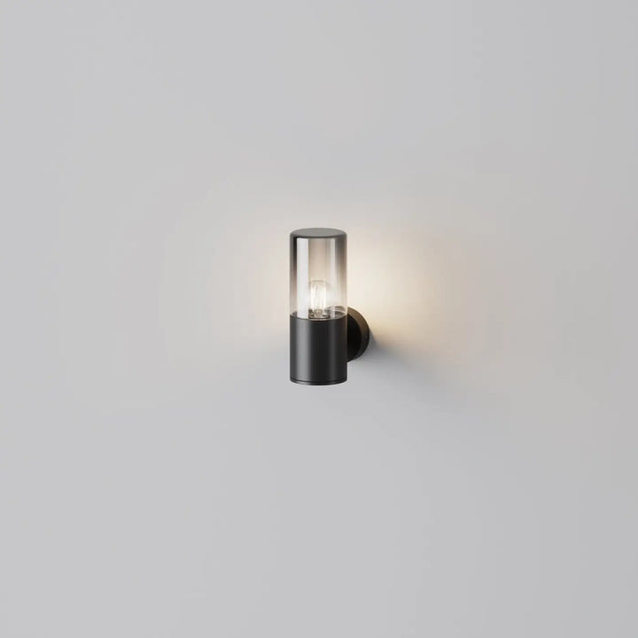 Applique extérieure luminaire amas en aluminium graphite avec verre teinté et diffuseur en verre dépoli noir cylindrique moderne