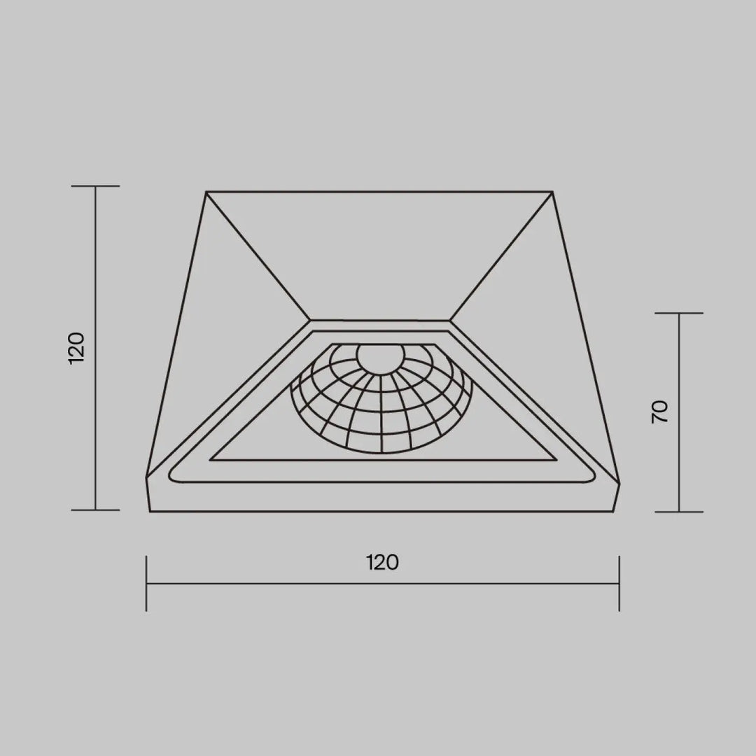 Applique extérieure beekman en aluminium noir à cadre triangulaire avec lentille à motif quadrillé, idéale pour long d’un escalier
