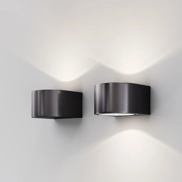 Deux appliques extérieure en aluminium graphite noir mat design moderne double flux pour mur extérieur