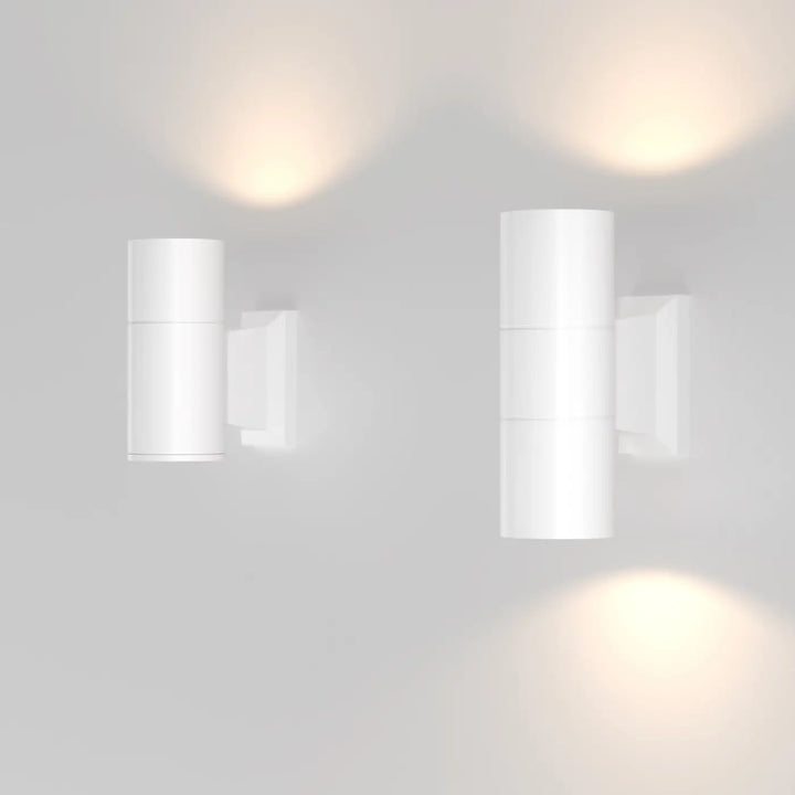 Applique extérieure bowery cylindre en aluminium thermolaqué blanc avec ampoules gu10 design moderne et épuré