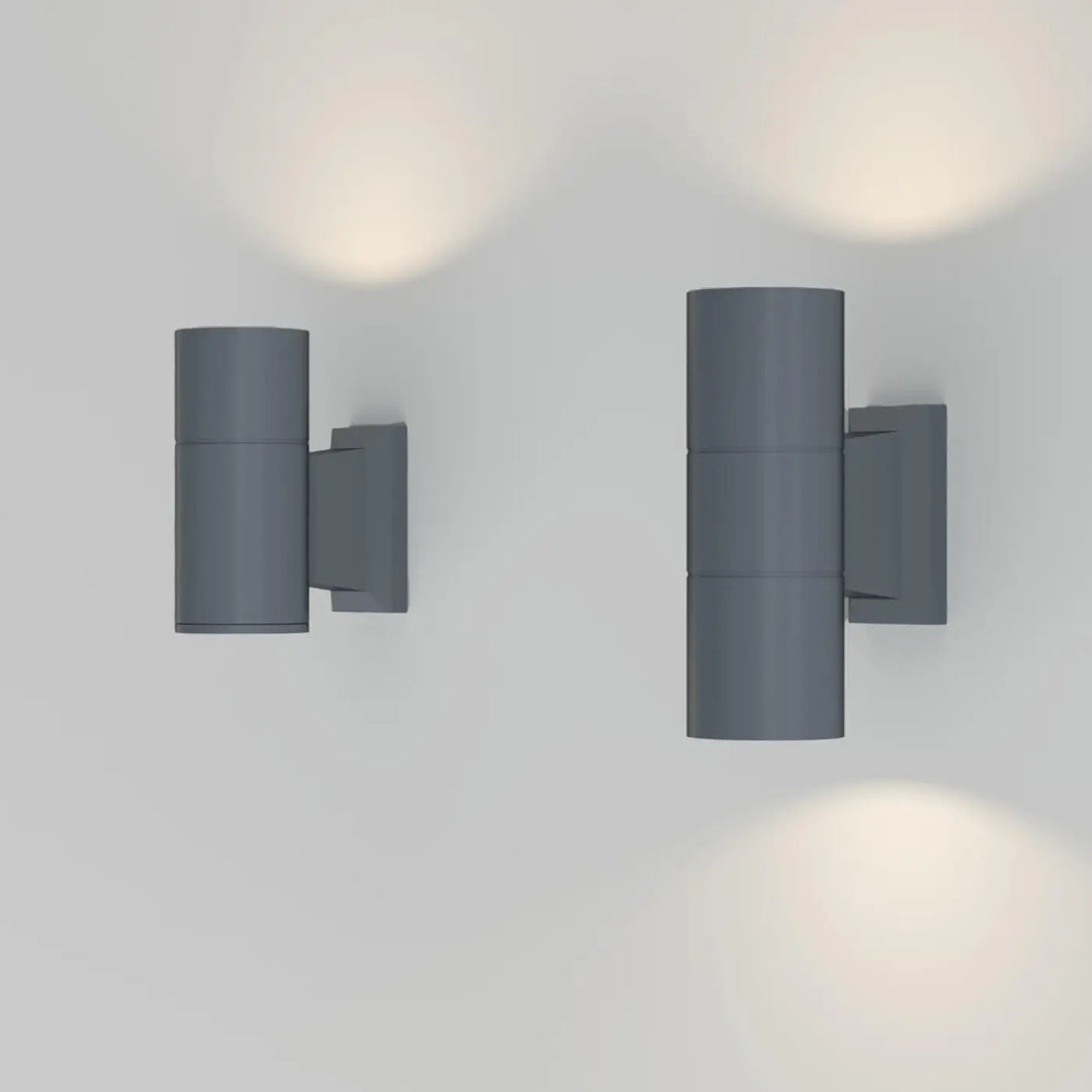 Applique extérieure bowery cylindre en aluminium thermolaqué gris moderne avec ampoules gu10 pour éclairage mural