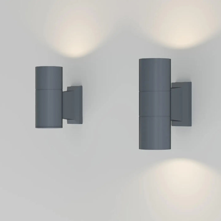 Applique extérieure bowery cylindre en aluminium thermolaqué gris moderne avec ampoules gu10 pour éclairage mural