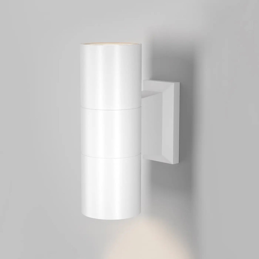 Applique extérieure bowery cylindre en aluminium thermolaqué blanc avec ampoules gu10 pour mur moderne