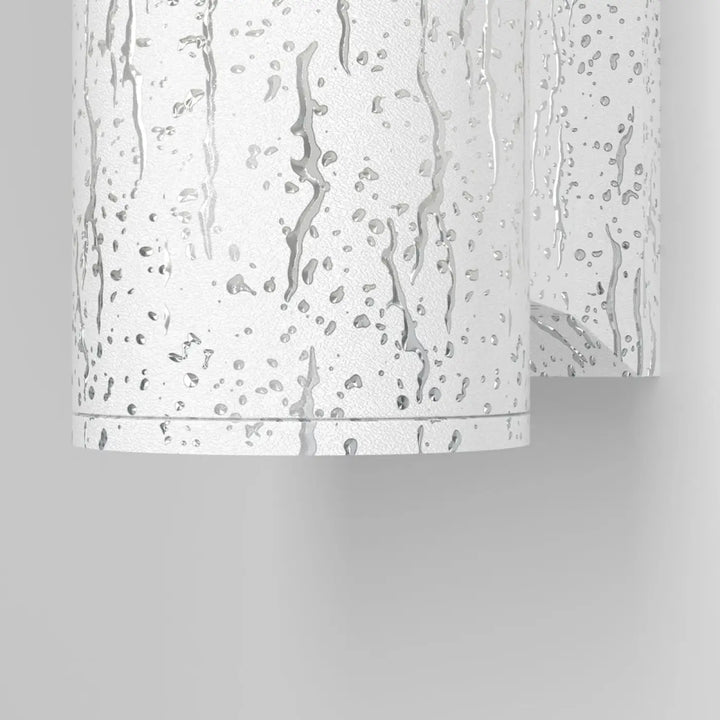 Applique extérieure cylindrique bowery en aluminium thermolaqué blanc avec surface texturée et design gouttes d eau pour ampoules gu10