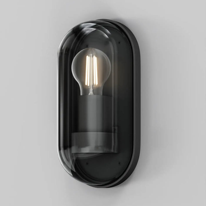 Applique extérieure rectangulaire candle en aluminium graphite avec diffuseur transparent et ampoule filament visible
