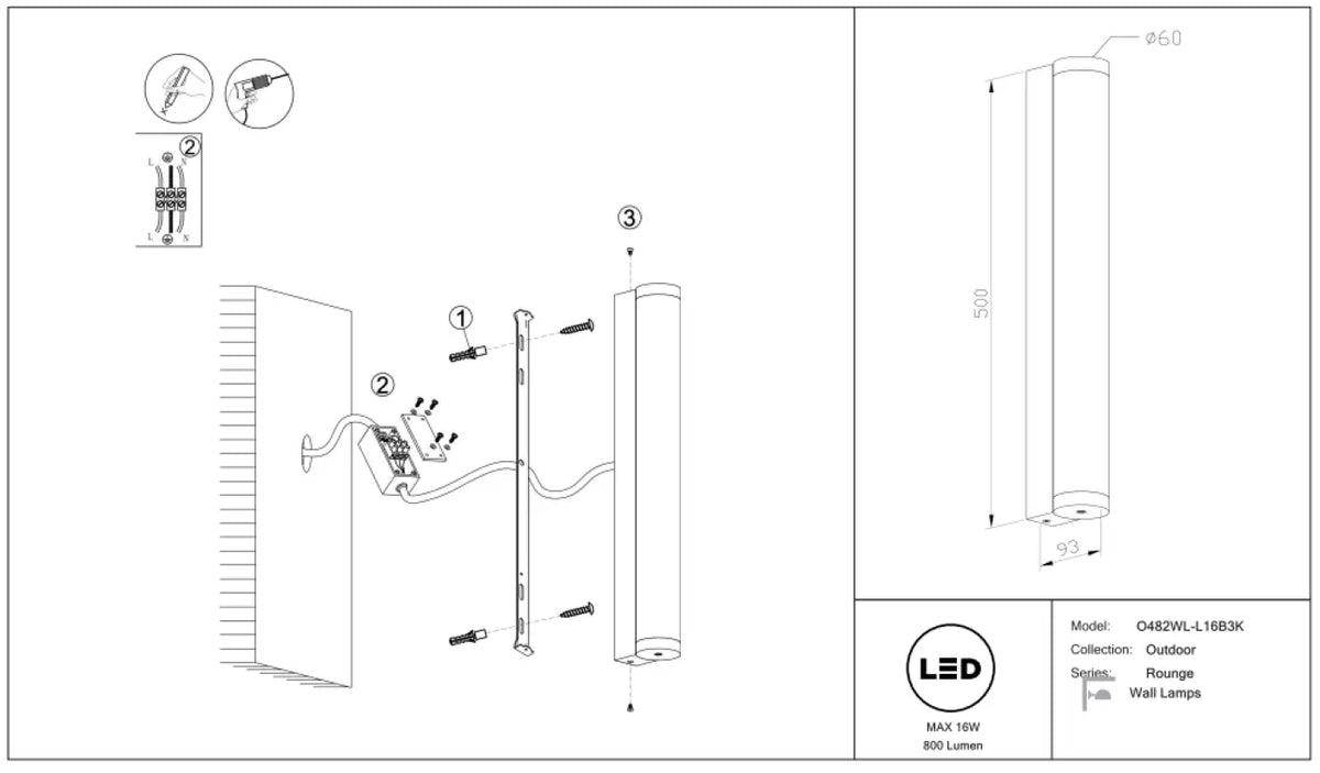 Schéma d'installation du luminaire
