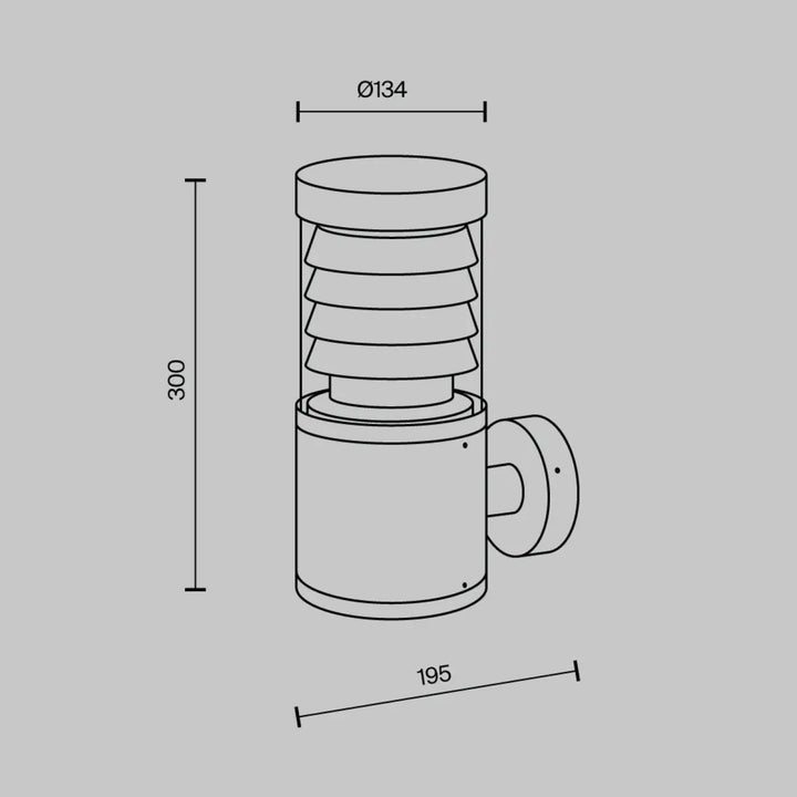 Applique extérieure cylindrique en acier noir avec verre strié et abat-jour en verre étagé montée au mur