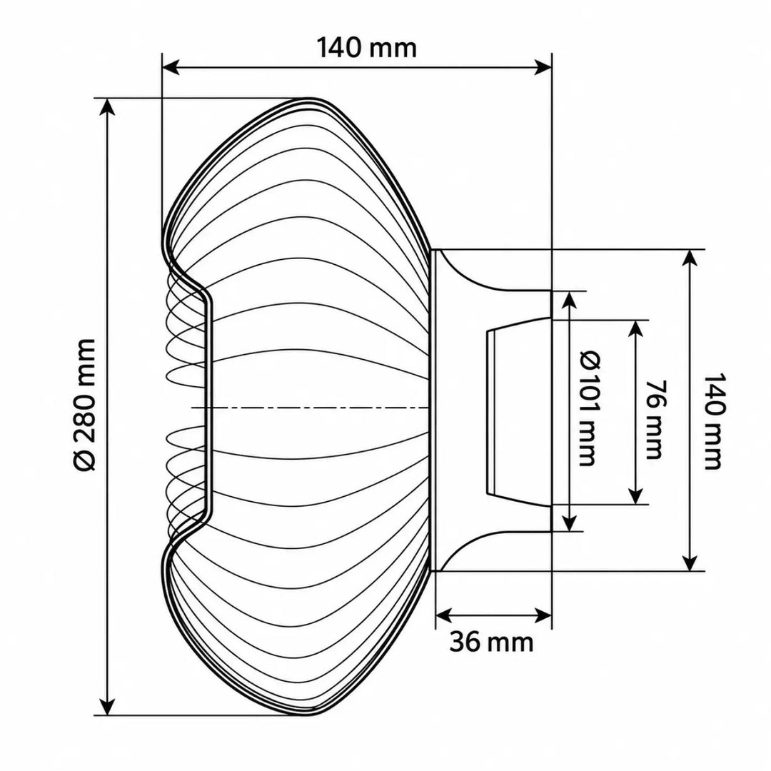 Spiral spring de 140 mm diamètre et 280 mm hauteur avec embout fileté pour l’applique grace verre soufflé