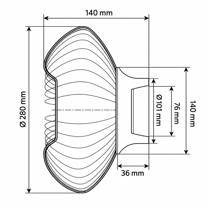 Spiral spring de 140 mm diamètre et 280 mm hauteur avec embout fileté pour l’applique grace verre soufflé