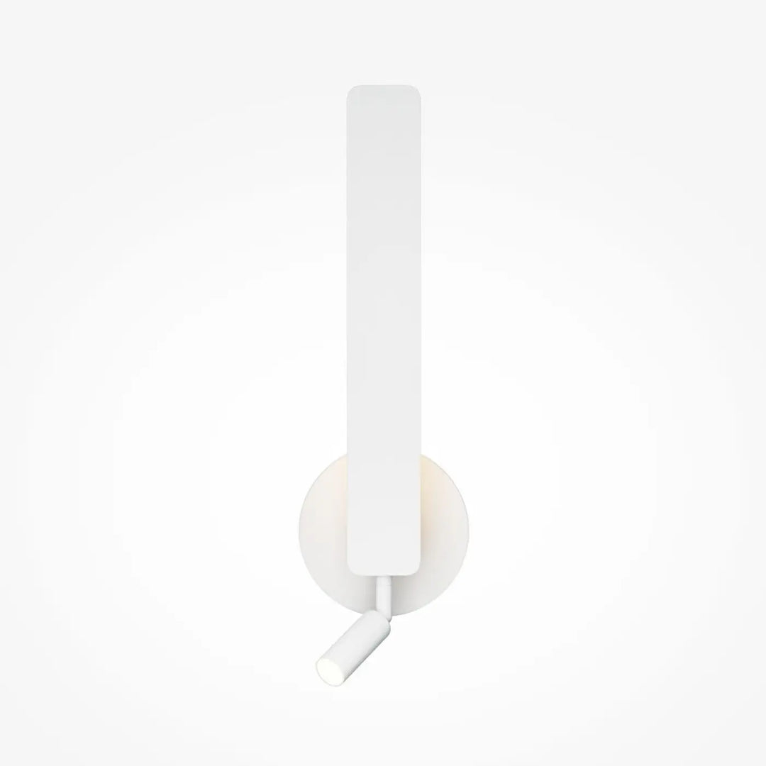 Minimalist applique liseuse combo blanche avec corps rectangulaire et tête cylindrique ajustable pour lecture