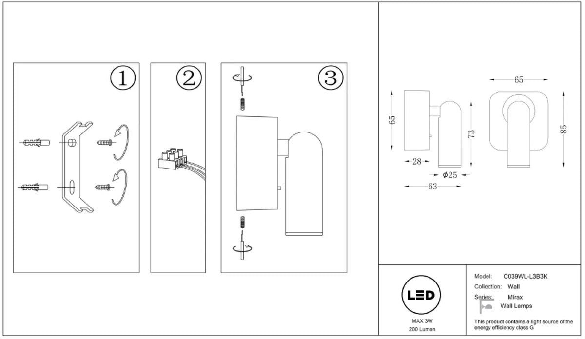 Schéma d'installation du luminaire