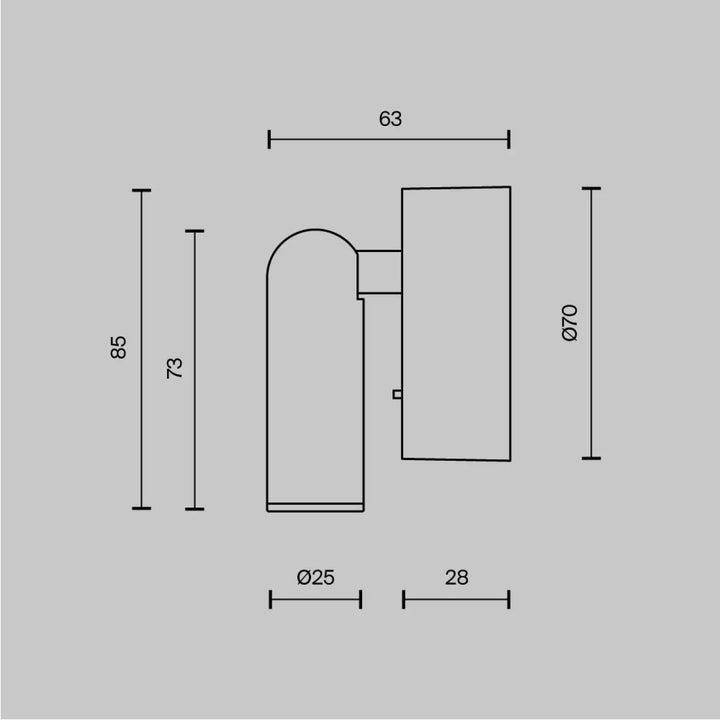 Applique liseuse mirax murale minimaliste avec module rond courbé en métal noir et support rectangulaire