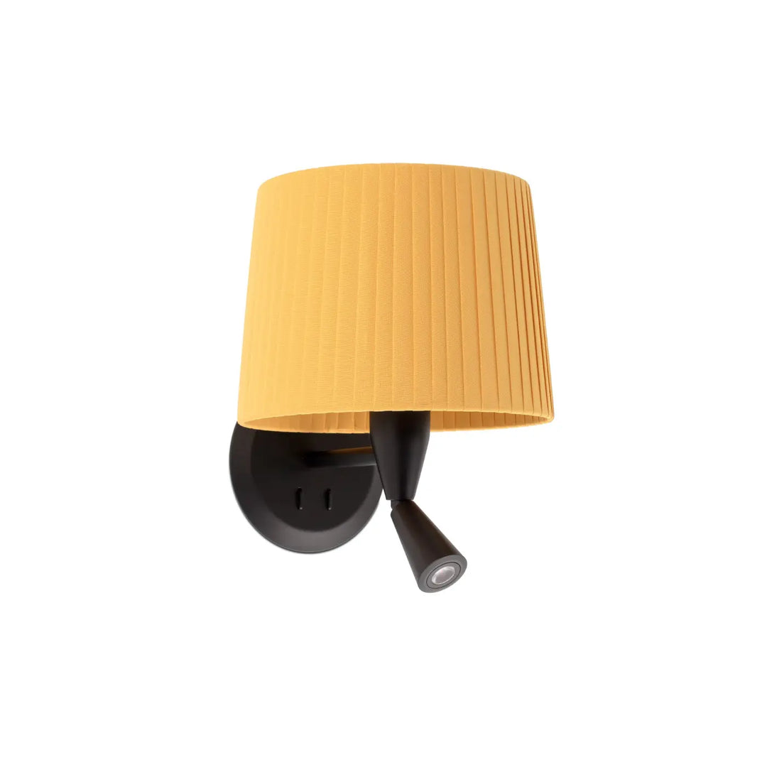 Applique Samba avec liseuse noire, abat-jour jaune