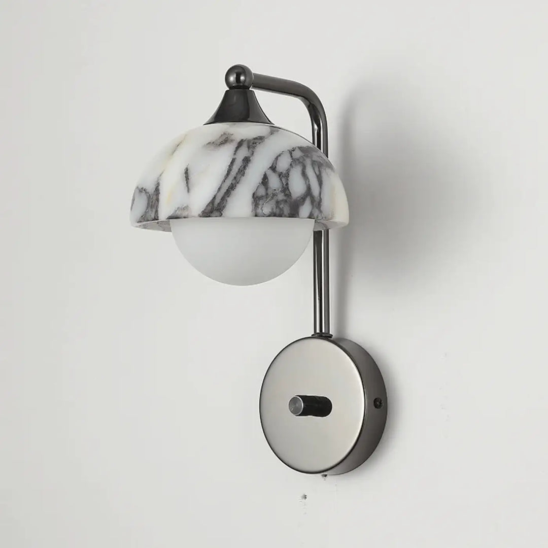 Applique Murale Avec Abat-Jour En Marbre Et Globe Opalin

