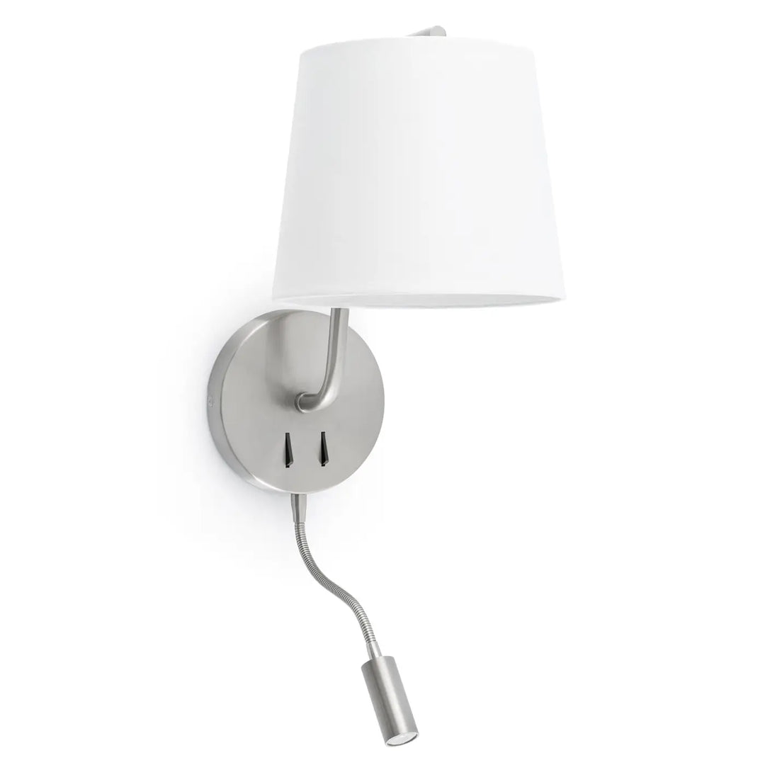 Applique murale Berni nickel satiné avec liseuse LED de Faro Barcelona