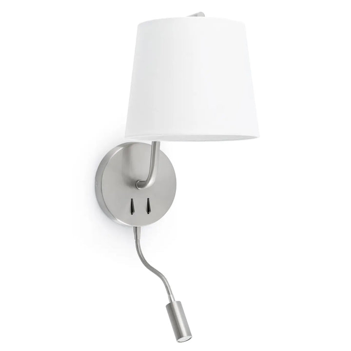Applique murale Berni nickel satiné avec liseuse LED de Faro Barcelona