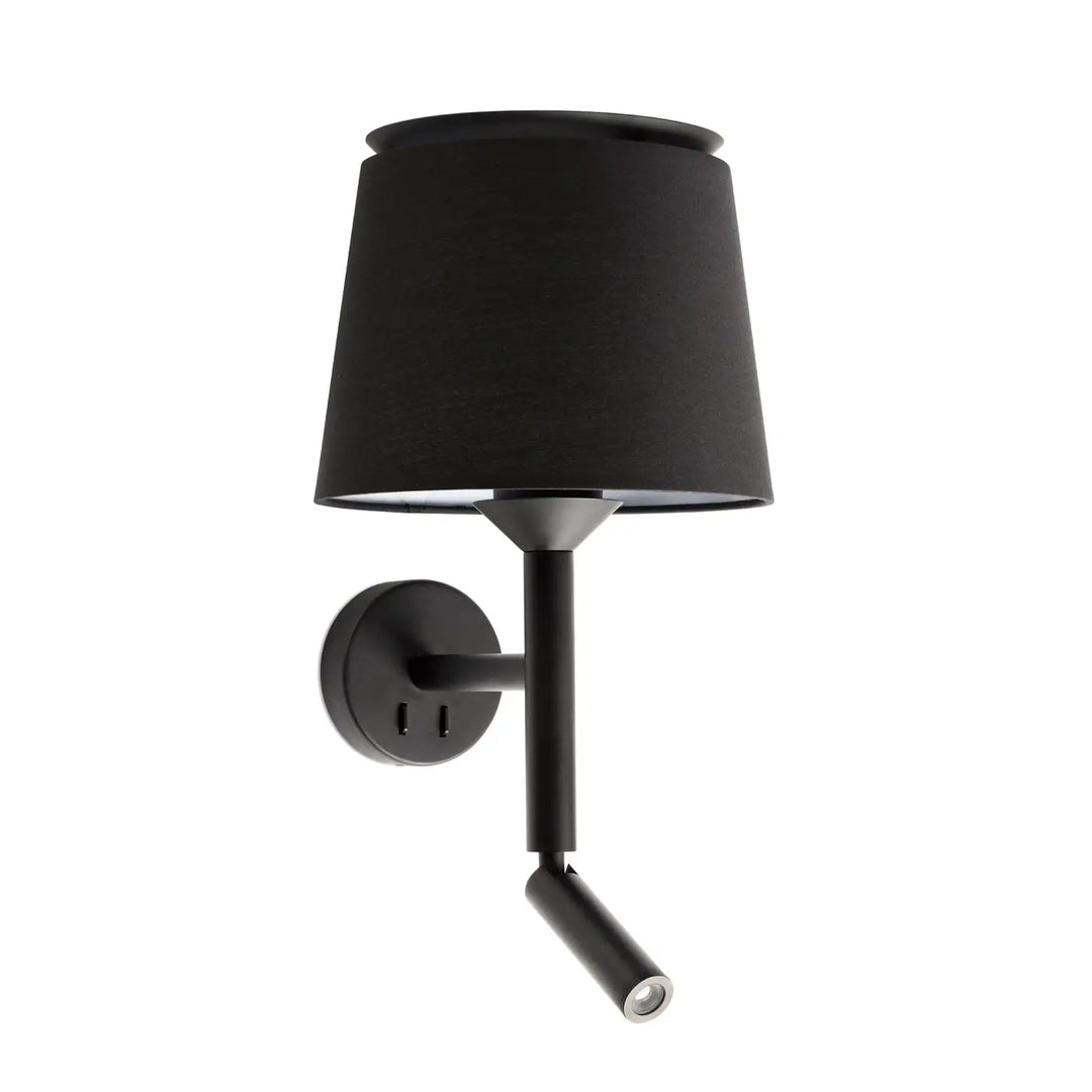 Applique Savoy noire avec liseuse de Faro Barcelona
