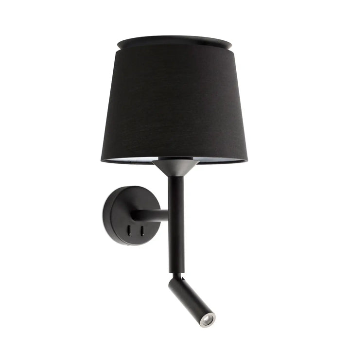 Applique Savoy noire avec liseuse de Faro Barcelona
