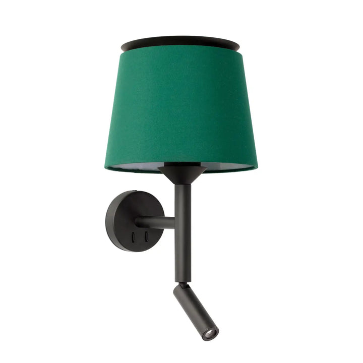 Applique Savoy noire et verte avec liseuse de Faro Barcelona