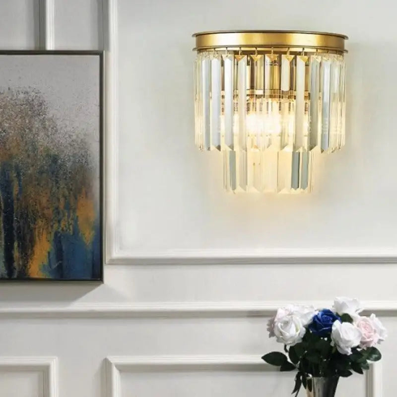 Applique Murale Ancienne Vintage Dorée Avec Lamelles