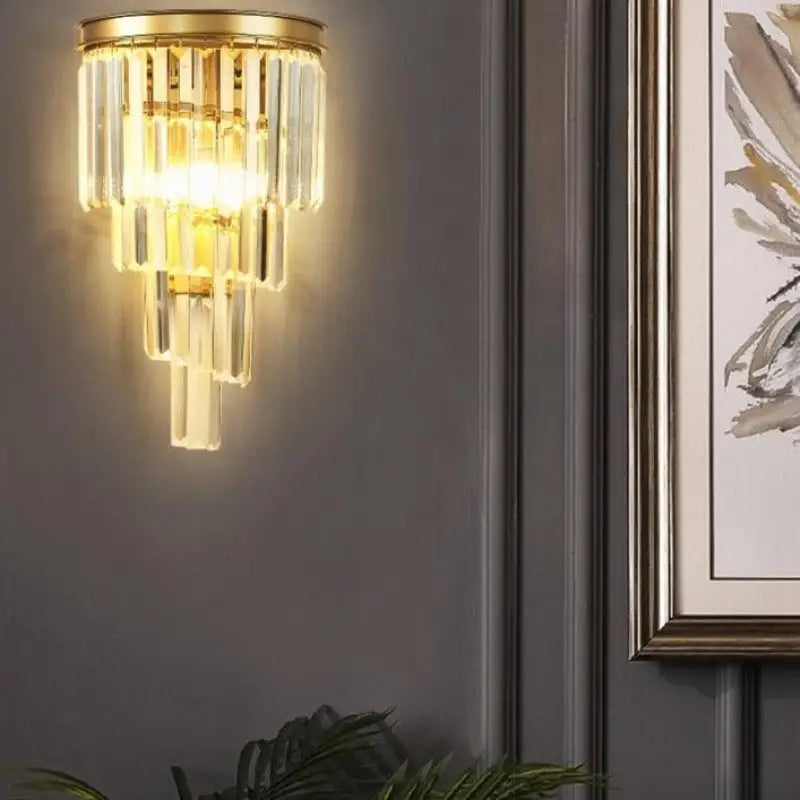 Applique Murale Ancienne Vintage Dorée Avec Lamelles